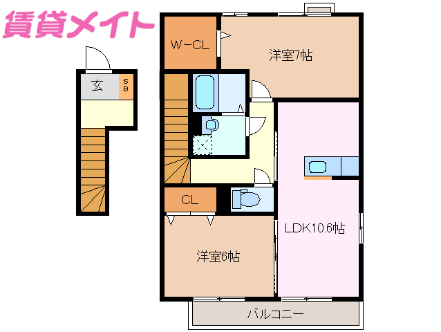 津市河芸町上野のアパートの間取り