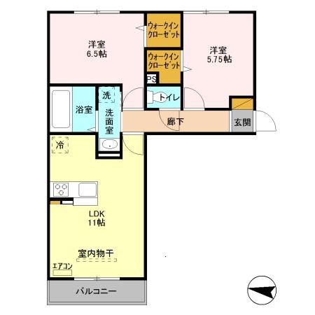 四街道市栗山のアパートの間取り