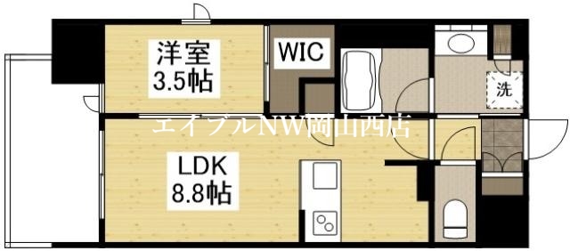 岡山市北区磨屋町のマンションの間取り