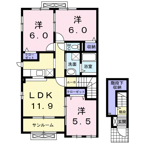 富山市四方のアパートの間取り