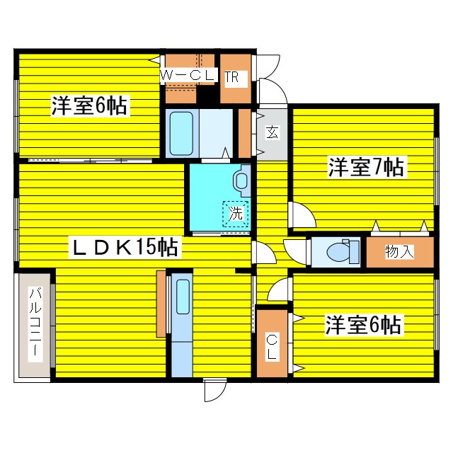 札幌市東区北二十二条東のアパートの間取り