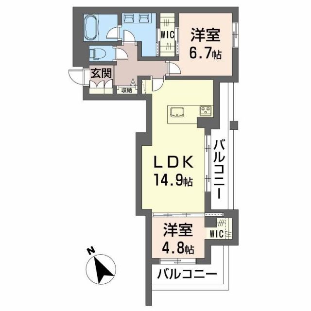 四日市市本郷町のマンションの間取り