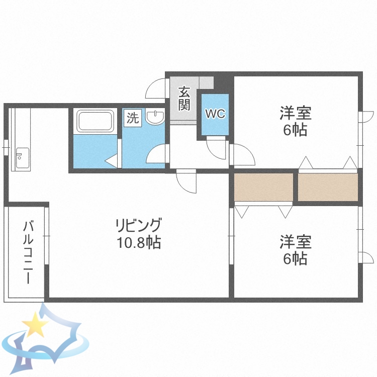 札幌市西区西町南のアパートの間取り