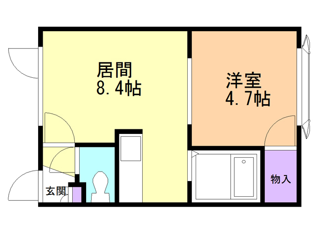 苫小牧市柳町のアパートの間取り