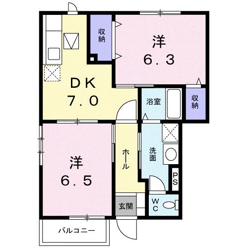 【新居浜市坂井町のアパートの間取り】