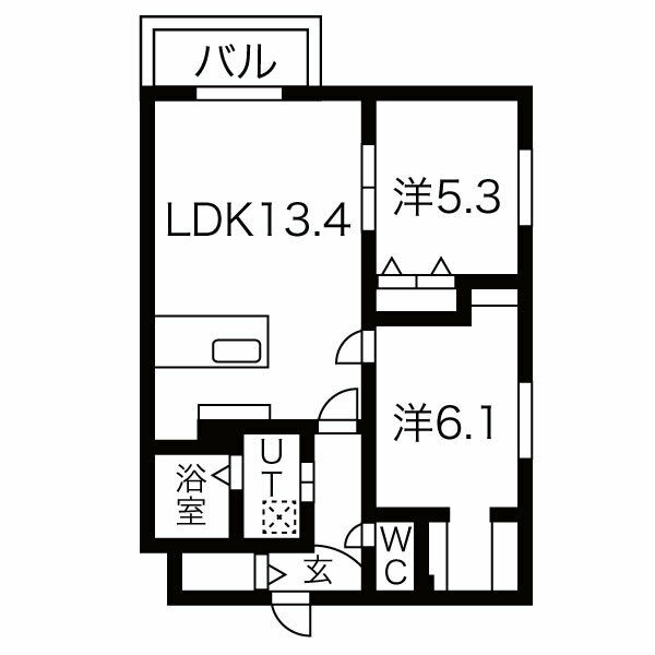 地下鉄南北線 中の島駅 徒歩10分 5階建 築2年の間取り写真