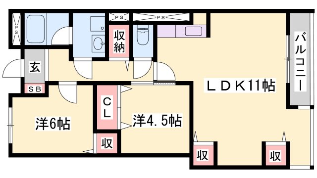 山陽電鉄網干線 山陽網干駅 徒歩5分 12階建 築44年の間取り写真