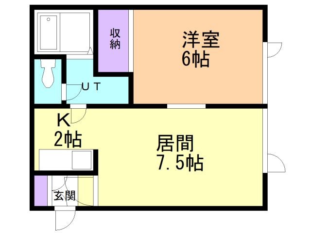 函館市高盛町のアパートの間取り