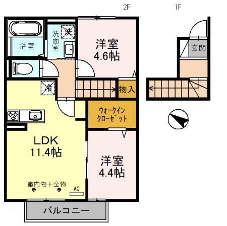 加古川市尾上町口里のアパートの間取り