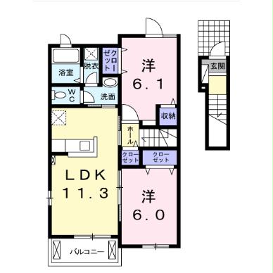 山鹿市中央通のアパートの間取り