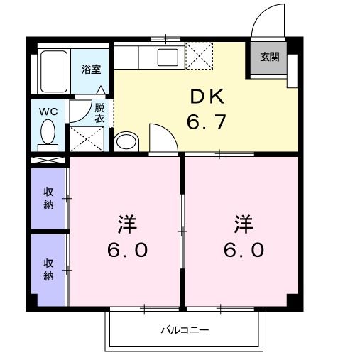 岡山県岡山市南区西市（アパート）の賃貸物件の間取り