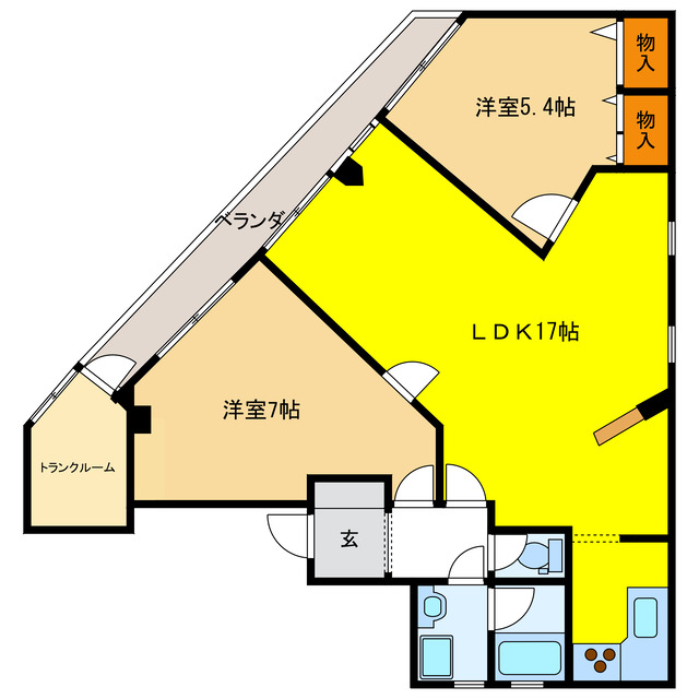 岐阜県岐阜市栄枝町（マンション）の賃貸物件の間取り