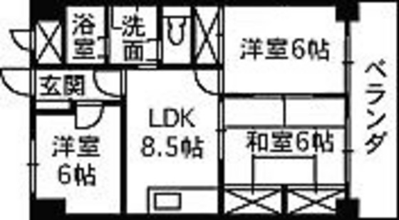 広島市東区戸坂千足のマンションの間取り