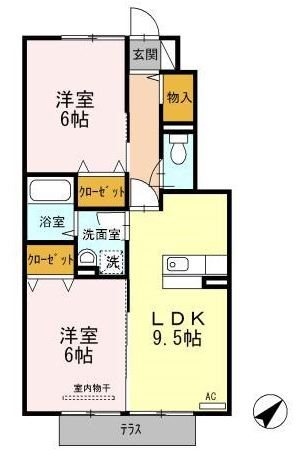 薩摩川内市中郷のアパートの間取り