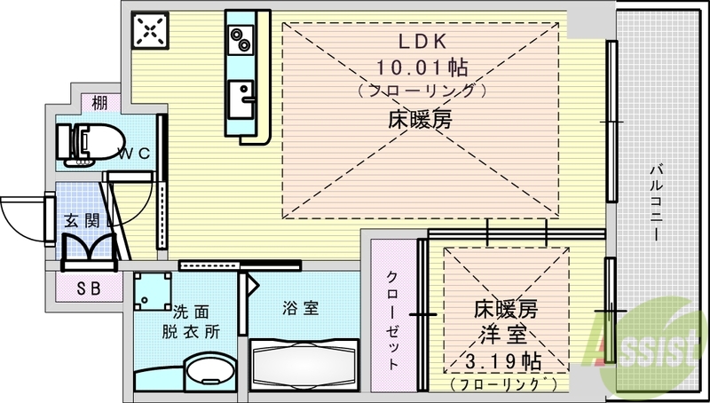 吹田市広芝町のマンションの間取り