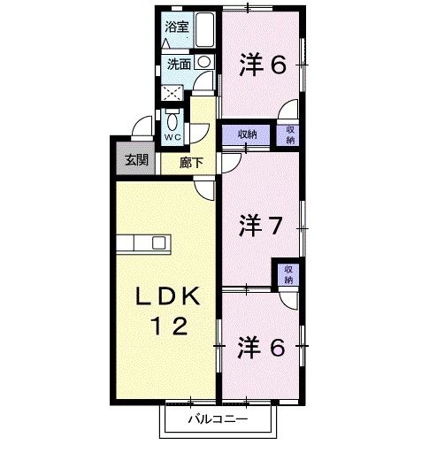 宇部市大字西岐波のアパートの間取り