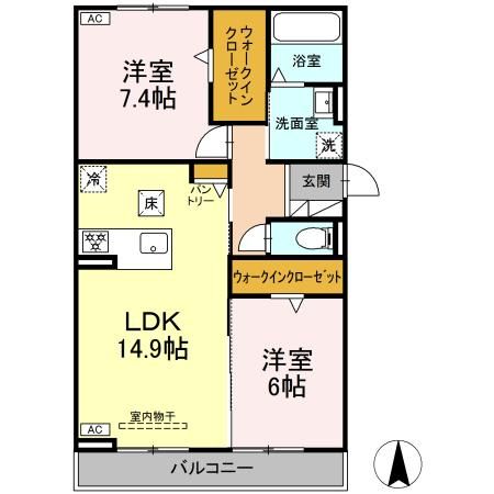 豊橋市南栄町のアパートの間取り