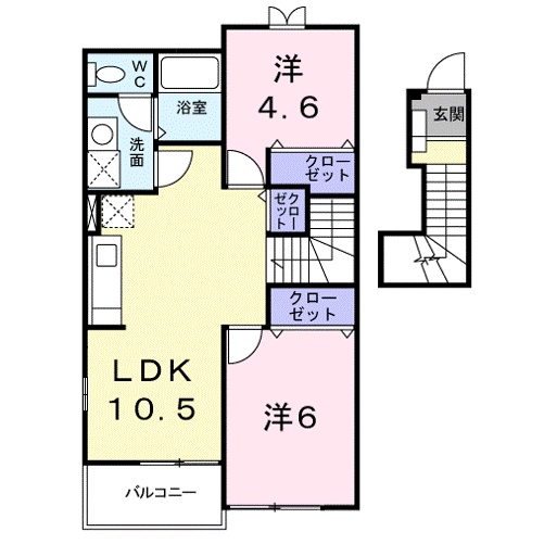 【湖南市下田のアパートの間取り】