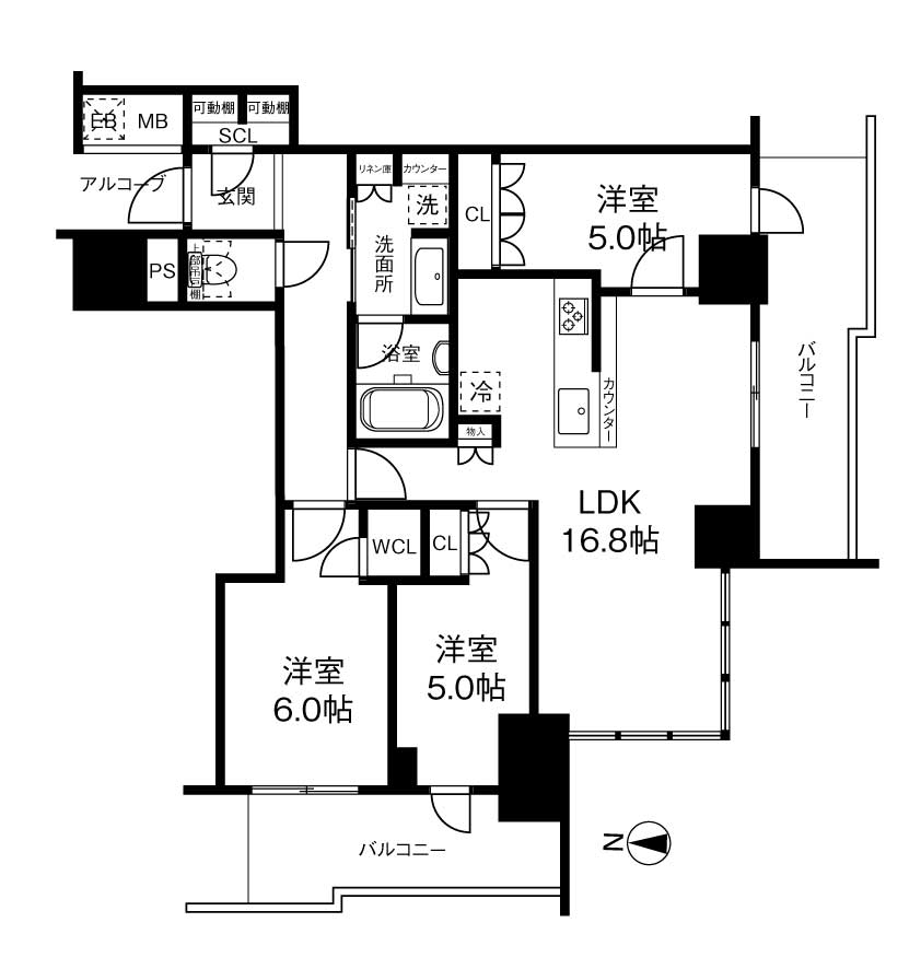 【大阪市西区南堀江のマンションの間取り】