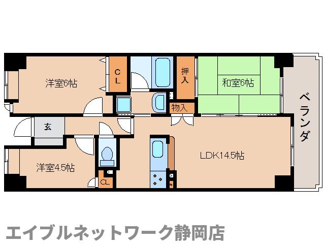 静岡市葵区常磐町のマンションの間取り