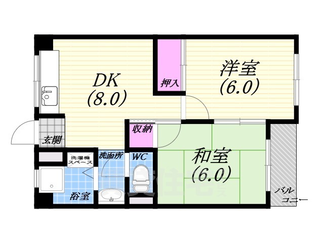 西宮市甲陽園東山町のマンションの間取り