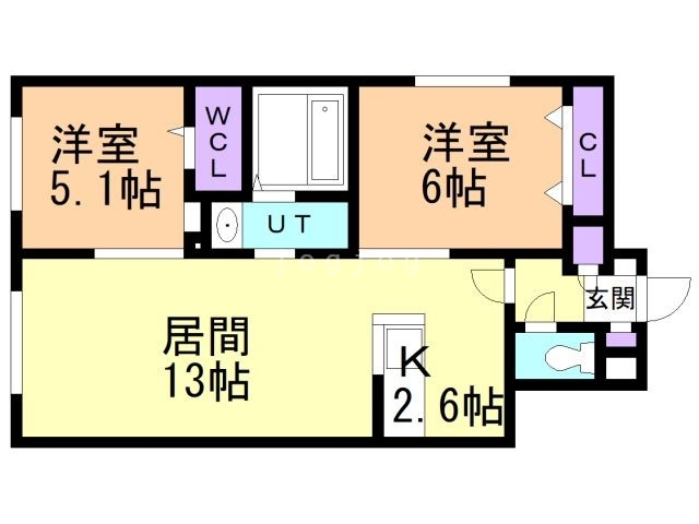 札幌市厚別区厚別西二条のマンションの間取り