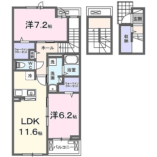 姫路市花田町上原田のアパートの間取り