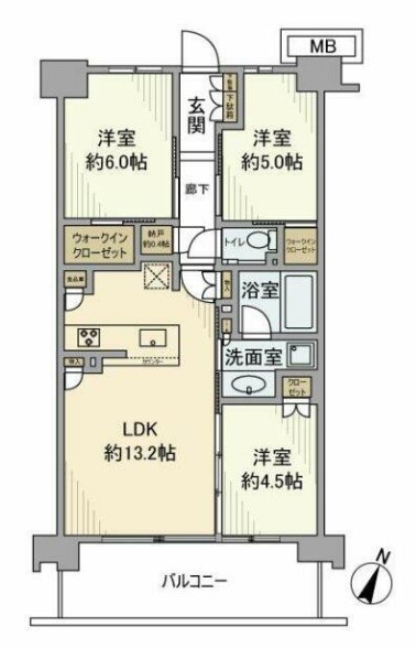 横浜市西区西平沼町のマンションの間取り