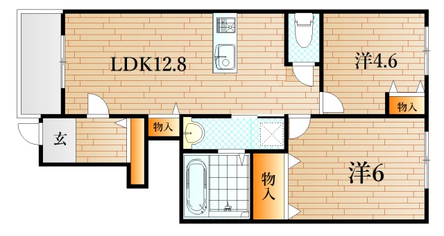 下関市王喜本町のアパートの間取り