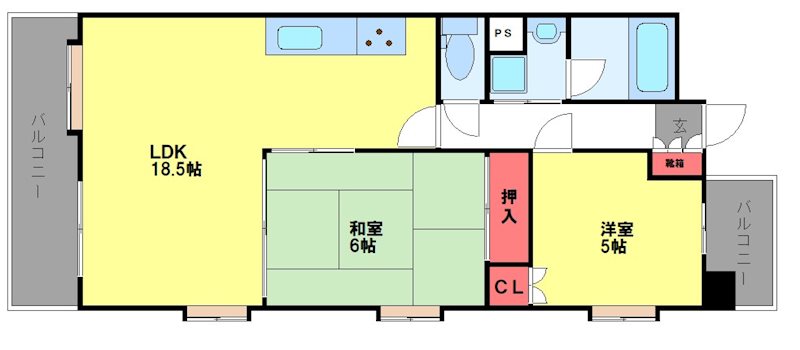 福岡市東区箱崎ふ頭のマンションの間取り