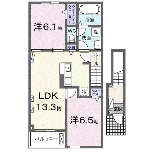 白石市字大畑二番のアパートの間取り