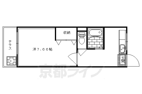 京都市右京区太秦安井柳通町のアパートの間取り