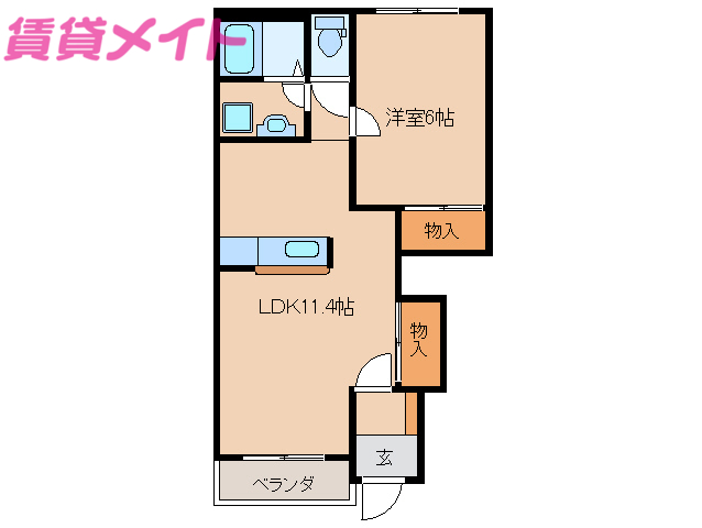 伊勢市二見町西のアパートの間取り