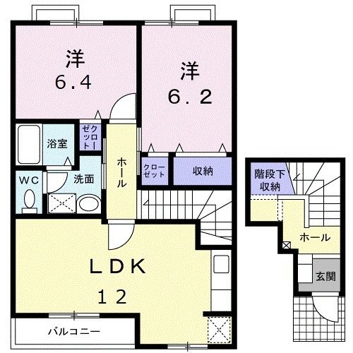 【高崎市箕郷町上芝のアパートの間取り】