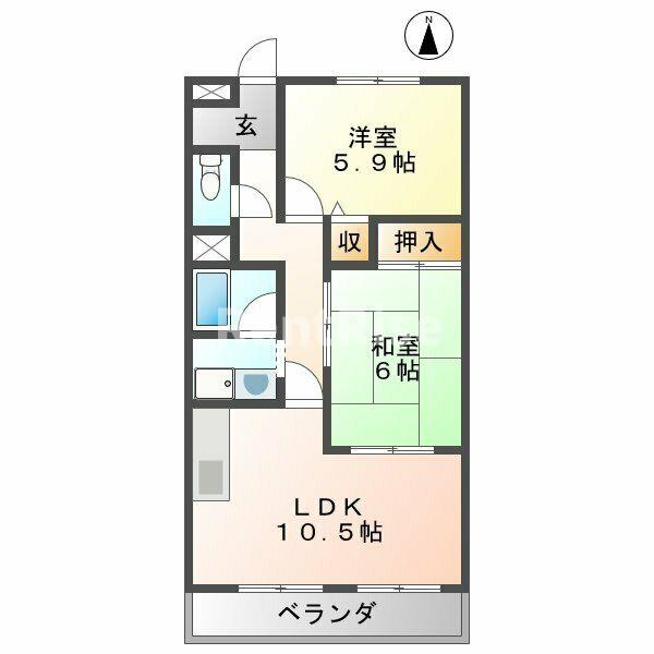 愛知県一宮市今伊勢町新神戸字郷中（マンション）の賃貸物件の間取り