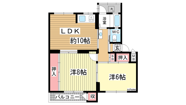 【鶴甲コーポ2号館の間取り】