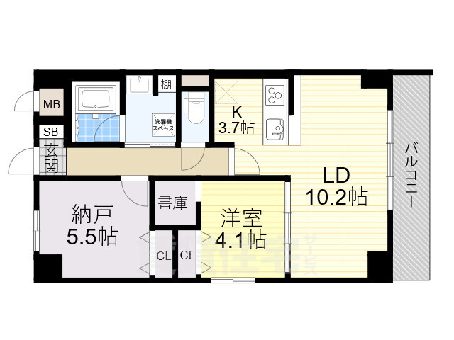 大阪市生野区勝山北のマンションの間取り