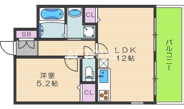 大阪市天王寺区城南寺町のマンションの間取り