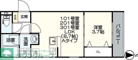 名古屋市中川区中郷のアパートの間取り