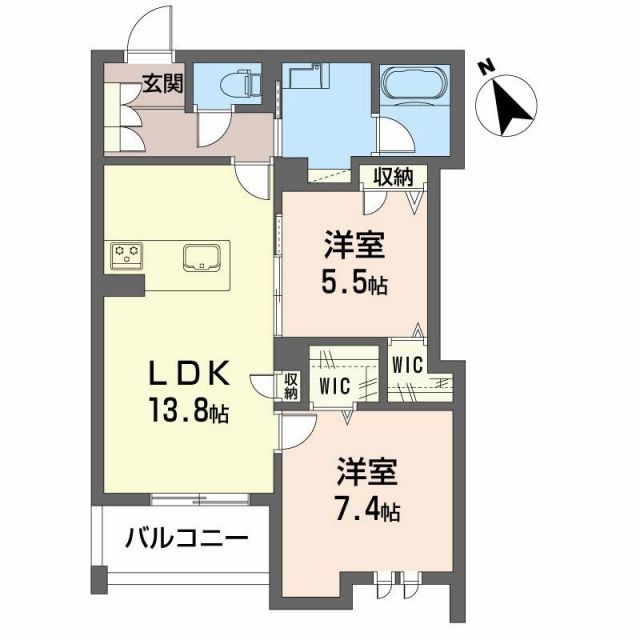 四日市市本郷町のマンションの間取り