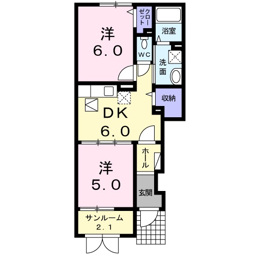 松江市宍道町宍道のアパートの間取り