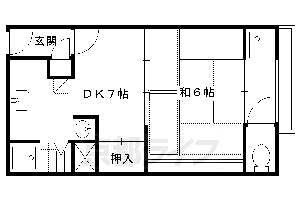 京都市左京区一乗寺里ノ西町のマンションの間取り