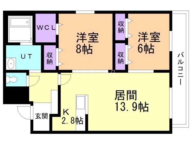 札幌市西区山の手一条のマンションの間取り