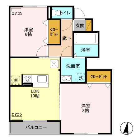 宇都宮市ゆいの杜のアパートの間取り