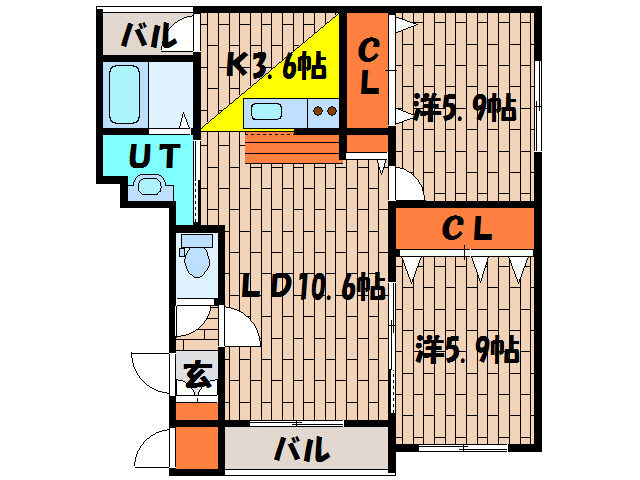 【函館市元町のマンションの間取り】