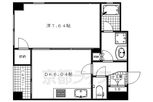 京都市東山区梅林町のマンションの間取り