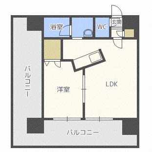 札幌市中央区南六条東のマンションの間取り