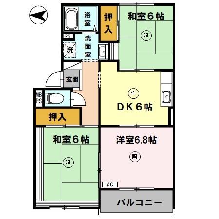 近鉄大阪線 河内山本駅 徒歩11分 3階建 築34年の間取り写真