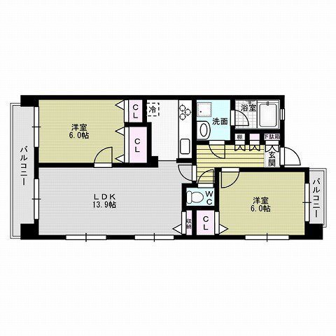 福岡市早良区城西のマンションの間取り