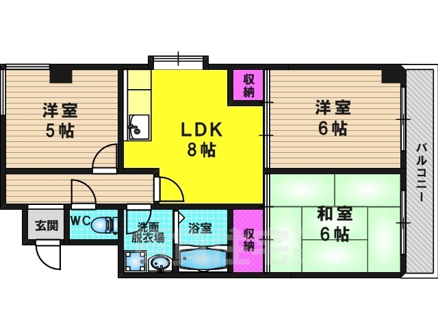 向日市物集女町のマンションの間取り